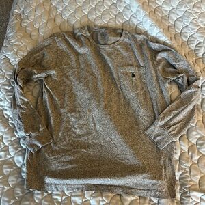 Polo Ralph Lauren Men's Long Sleeve T-Shirt Gray Pony Logo Pocket Cotton Large